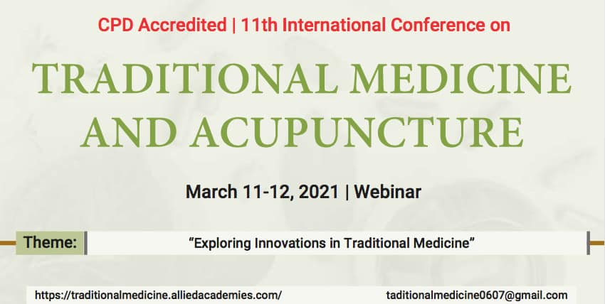 Dr James Stoxen DC., FSSEMM (hon) has been invited to speak at the 13th International Conference on Traditional Medicine and Acupuncture” to be held during July 29-30, 2021